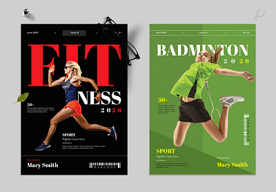 Fitness & Badminton Cover Template typography