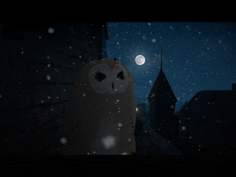 Owl taking off christmas city flat 3d owl snow stylized 3d unity unity3d