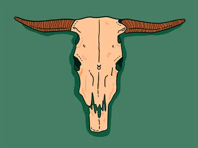 Taurus animal skull astrology digital art illustration procreate skull taurus zodiac