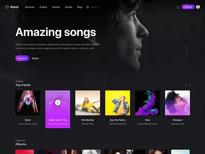 Bepop discover page audio music musician radio