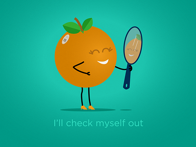 I'll Check Myself Out ;) concept flat fruit green illustration mirror orange subtle pattern vector