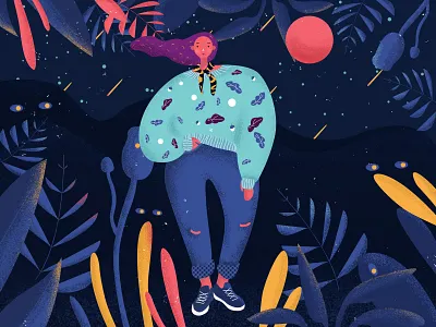 In the night sky design illustration