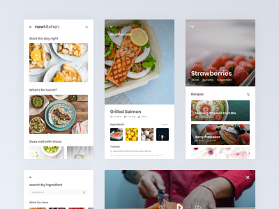 Recipe App UI Concept app branding clean concept design discover flat layout minimal ui ux video