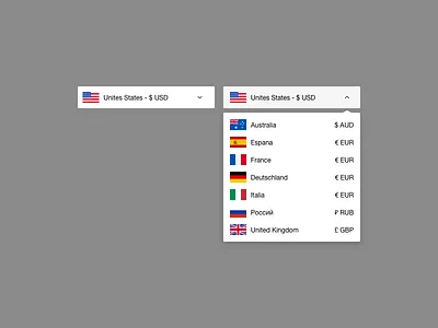 Daily UI #027 - Dropdown 027 currency dailyui dropdown flags selector ui ux