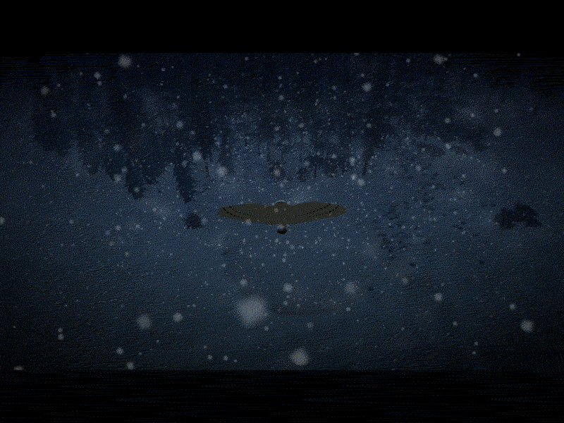 Owl flying over forest christmas flat 3d forest owl snow stylized 3d unity unity3d