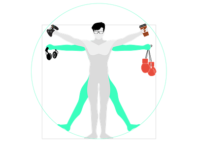 Vitruvian Man design illustration manhole vector vitruvian