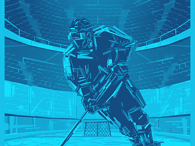 Hockey abstract activity art athlete blue canada design hockey ice illustration impressionist player poster rectangles sport sports stadium stick vector