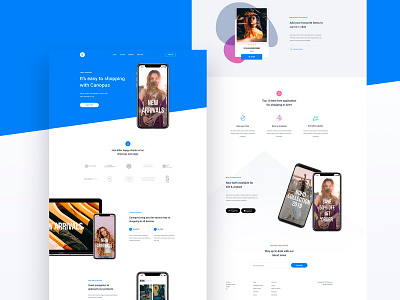 Canopus Application - Landing page banner clean concept creative hero header landing page layout minimal shadow typo typography ui