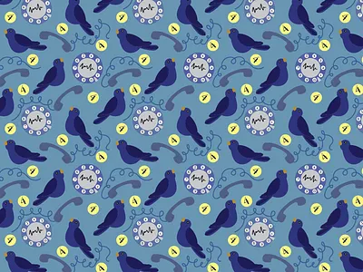 Four Calling Birds gift wrap graphic design pattern pattern design wallpaper