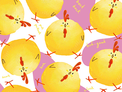 Fatty Chicken animal animal art animals chicken children children art cute design illustration kid pattern pink yellow yellow kid