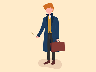 Newt Scamander fantastic beasts flat harry potter illustration illustration art illustrator jk rowling magic scamander vetorial wizard