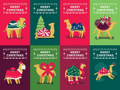 Christmas Camels animals camel christmas holiday illustration