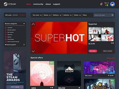 Steam Redesign design steam ui ux web