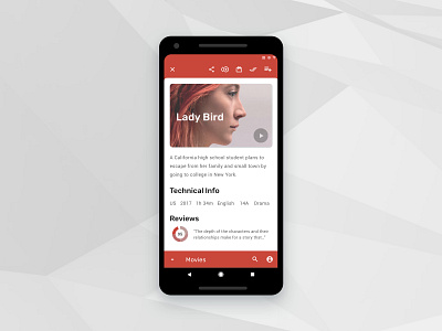 'Binger' Android — Individual Movie Screen android app app concept app design binger concept design material material design material theme mobile design movies ui ui ux uidesign
