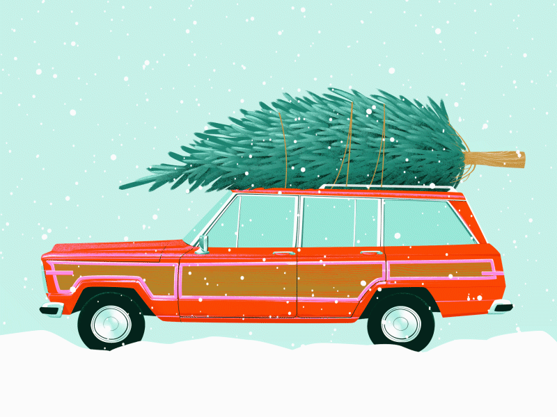 Happy Holidays!!! car christmas christmas tree christmas vacation graphic happy holiday happy holidays illustration loop loop animation merry christmas motion graphic motion graphics snow snowing