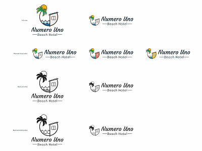 Numero Uno Beach Hotel — Version 2 beach boutique hotel circle courgette geometric geometric illustration hotel lockup logo mali numero uno beach hotel palm tree puerto rico sun