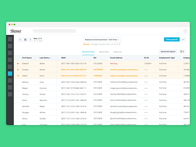 Personio's Payroll Redesign design designteam minimal money payroll personio platform redesign salary startup table tabs ui user research ux ux research web