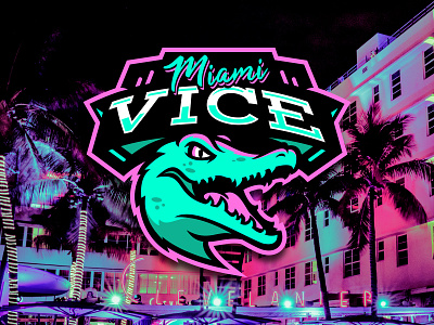 Miami Vice Logo alligator croc crocodile logo miami neon sports