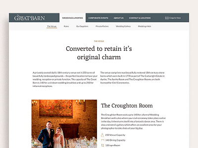 The Great Barn - Venue Page alternatingrows barn branding estate icons room typography venue