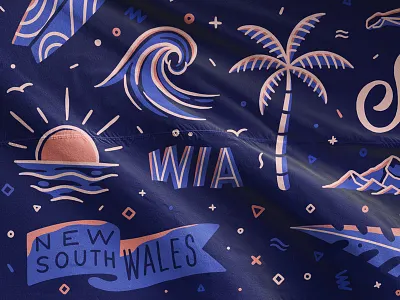 Dark version fragment adventures fin flag girl illustration leaf lettering line art mountains ocean outline palm pattern sunset surf surfboard travel type typography wave