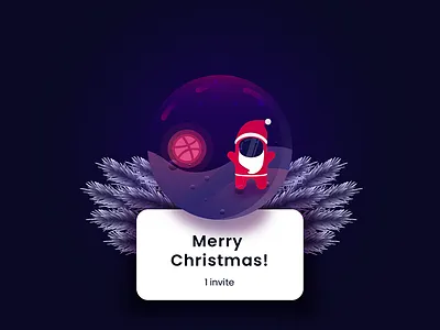 A Gift To The New Year (1 invite) dribbble dribbble invite giveaway dribbble player illustration invitation invite invite giveaway merry christmas planet