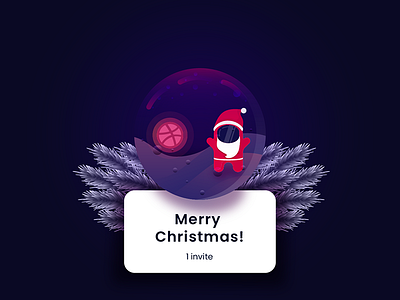 A Gift To The New Year (1 invite) dribbble dribbble invite giveaway dribbble player illustration invitation invite invite giveaway merry christmas planet