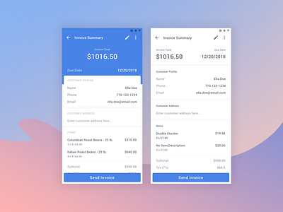 Mobile Invoice android app business card checkout design invoice ios list mobile mobile app number pay payment payment app receipt review summary uiux