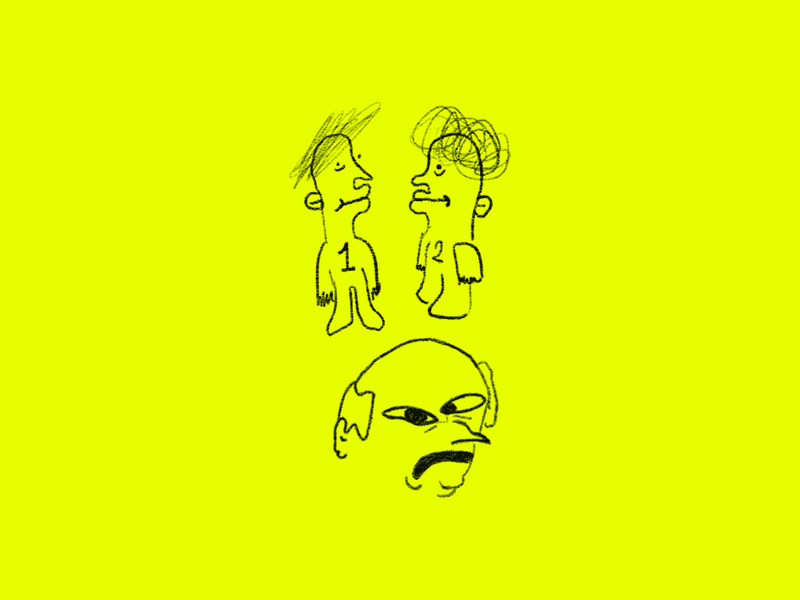 Triptych art black doodle illustration pencil scribbles sketch triptych yellow