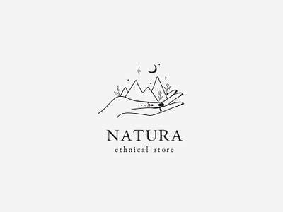 Hand logo concept femenine hand hand drawn hand drawn illustration holding jewellery logo logo a day minimal moon mountain