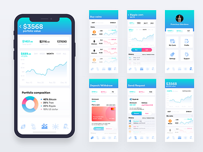 Crypto Wallet | Portfolio Info & More! adobe xd adobe xd chart crypto ui user experience user interface ux wallet