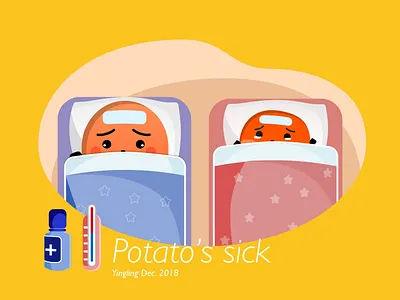 Potato sick drawing potato；flat