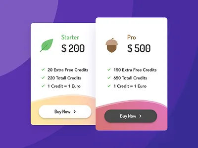 Pricing List gradiant price list price range price table pricing ui