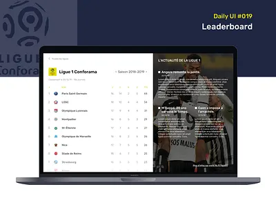 Daily UI #019 - Leaderboard apple conforama daily 100 daily ui daily ui 19 design dribbble foot leaderboard ligue 1 macbook mockup ol psg sketch soccer ui ui design user inteface