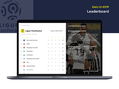 Daily UI #019 - Leaderboard apple conforama daily 100 daily ui daily ui 19 design dribbble foot leaderboard ligue 1 macbook mockup ol psg sketch soccer ui ui design user inteface