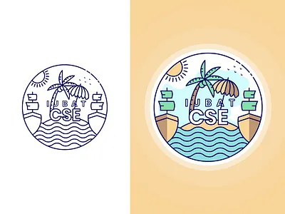 Logo for a tour of CSE,IUBAT beach blue branding coconut color cse iconic logo illustration island iubat line art lineart nabil nabilemonn print real project tour typogaphy water white