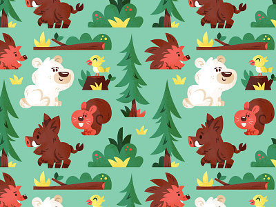 forrest animals pattern animals eva galesloot forrest kids art pattern skwirrol spoonflower vector
