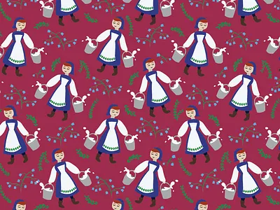 Eight Maids a Milking graphic design pattern pattern design