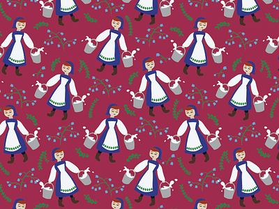 Eight Maids a Milking graphic design pattern pattern design