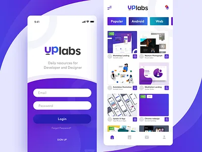 Uplabs app redesign concept app app ios branding color design explore flat gradient ios ios app landing trending ui ux
