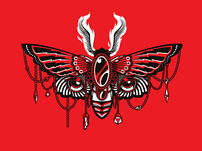 Moth illustration limited colour moth stickers tattoo vector