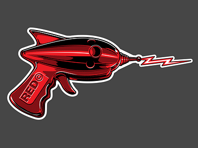 Zap! illustration limited colour ray gun stickers vector zap