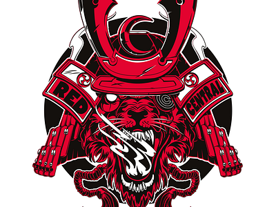 Samurai Wolf illustration limited colour stickers vector wolf