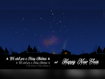 Merry Christmas and Happy 2019! 2019 2d blue christmas fairworks happy house illustration light map new year postcard sky skymap trees