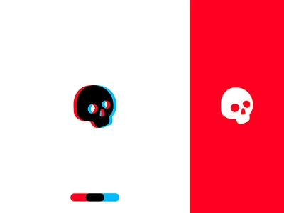 Skull 3d black blue clean colorful design grid icon logo minimal modern monogram negative space pixl red silas simple white