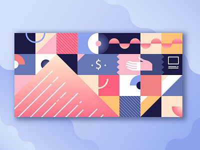 Savings and More flat design geometric illustration mosaic print tiles ui web