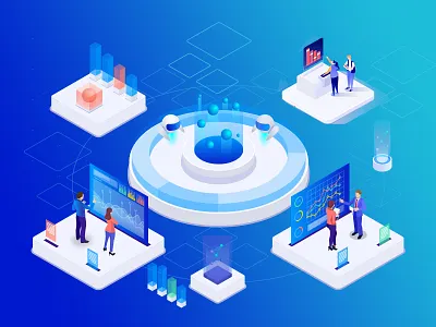 Digital Marketing analyst agency clean creative design gradients illustration ui ux vector web website