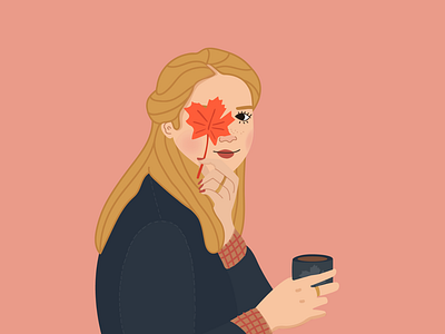 Goodbye fall ! coffee colors fall graphisme illustration portrait vector women