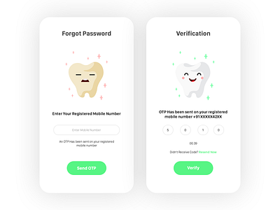 Forgot Password & OTP Screen character color forgot password forgotten green illustration illustrations ios login otp login verification minimal otp simple ui ui ux verification white