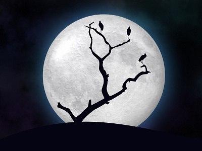 Moon birds color design drawing illustator illustration illustration design light moon night photoshop tree uiuxdesign webdesign