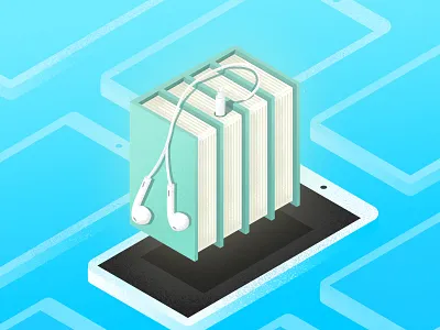 Listening books books education illustration isometric listen phone